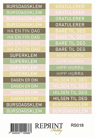 Stickers Reprint - Summer Collection Text Norsk -  11x16 cm