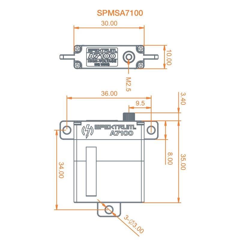 Spektrum A7100 MT/MS Metal Gear HV Wing Servo - 4