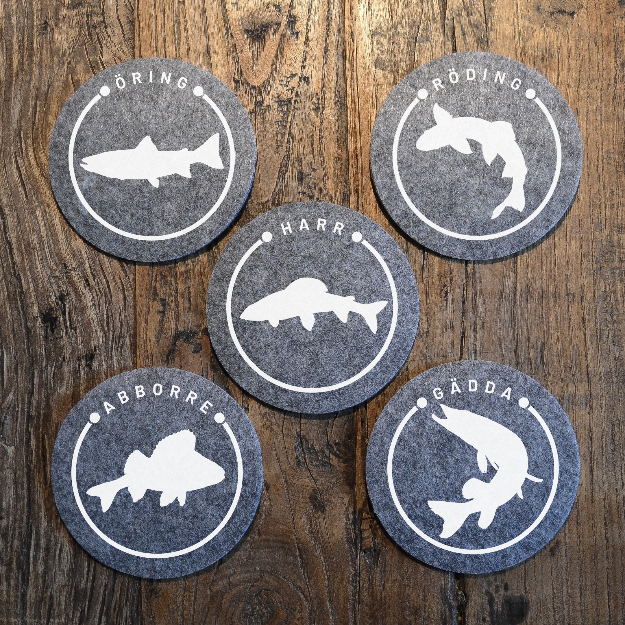 5-p Glasunderlägg - Fiskar