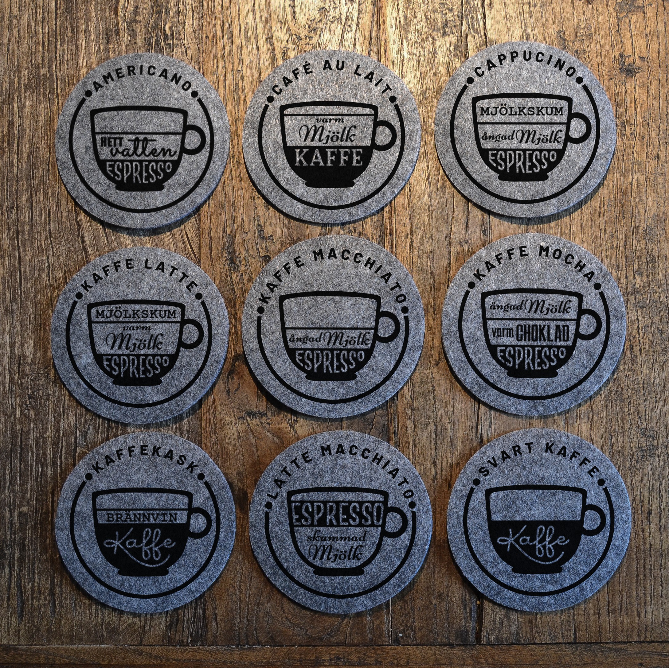 9-p Glasunderlägg - Kaffedrinkar - 2