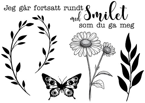 Stämpelset Reprint - Summer Collection  Norsk Text  -  10 x 7,5 cm