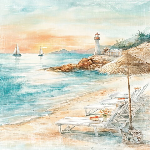 Papper Scrapbooking  Reprint - The Beach The Beach -  12x12 (30,5 x 30,5 cm)