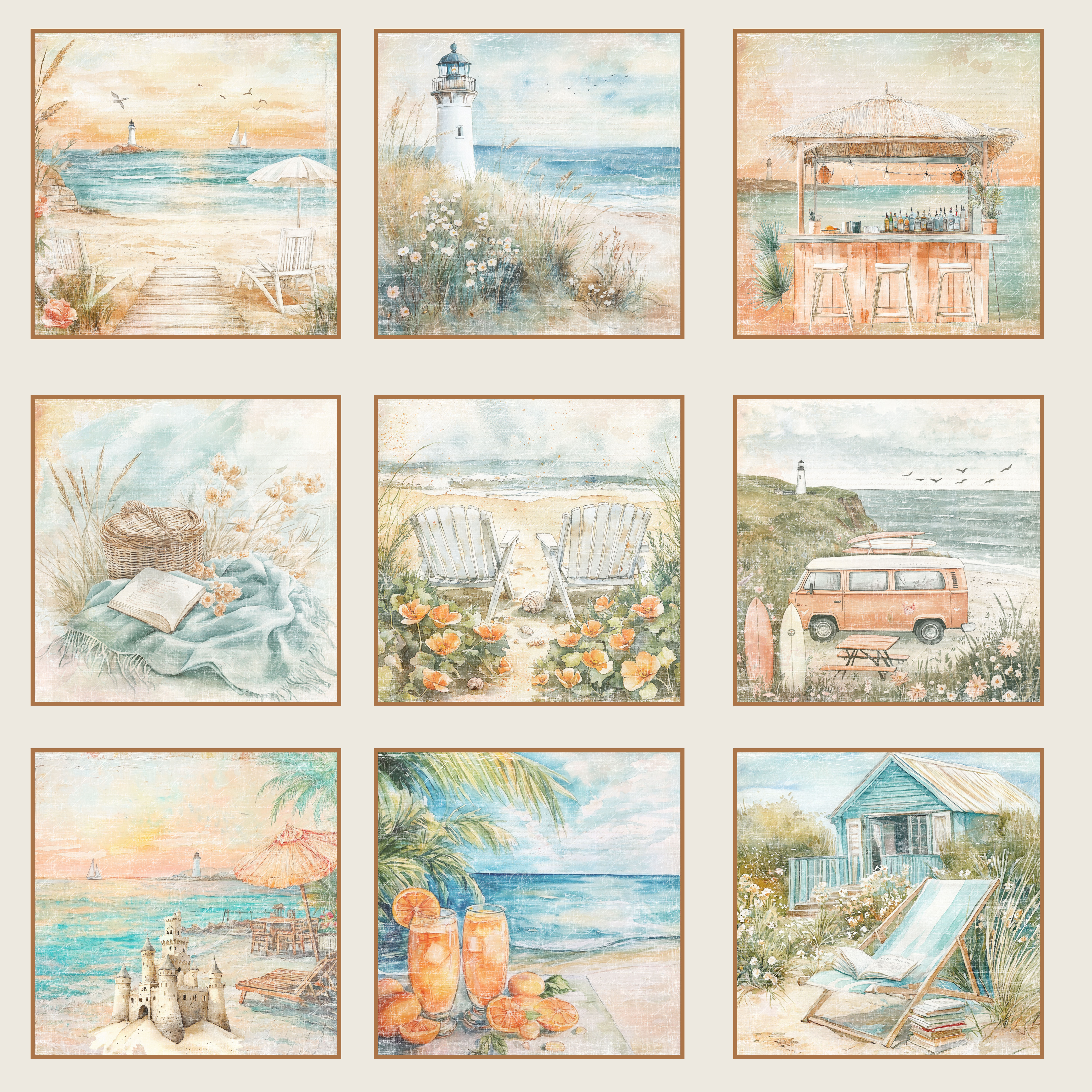 Papper Scrapbooking  Reprint - The Beach Tags -  12x12 (30,5 x 30,5 cm)