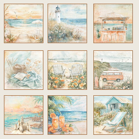 Papper Scrapbooking  Reprint - The Beach Tags -  12x12 (30,5 x 30,5 cm)