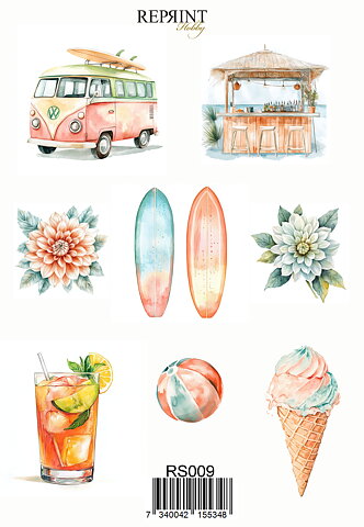 Stickers Reprint - The Beach Collection -  11x16 cm