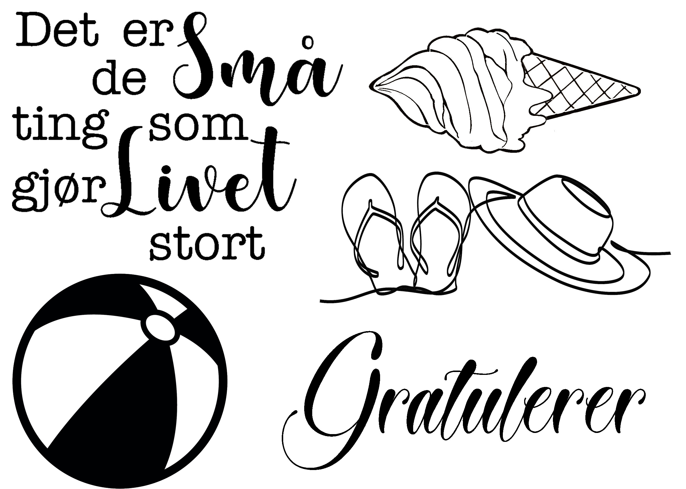 Stämpelset Reprint - The Beach Collection  Norwegian Text  -  10 x 7,5 cm