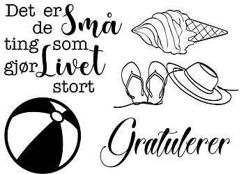 Stämpelset Reprint - The Beach Collection  Norwegian Text  -  10 x 7,5 cm