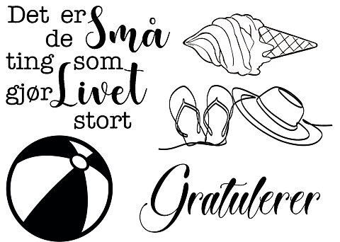 Stämpelset Reprint - The Beach  Collection  Norsk Text  -  10 x 7,5 cm