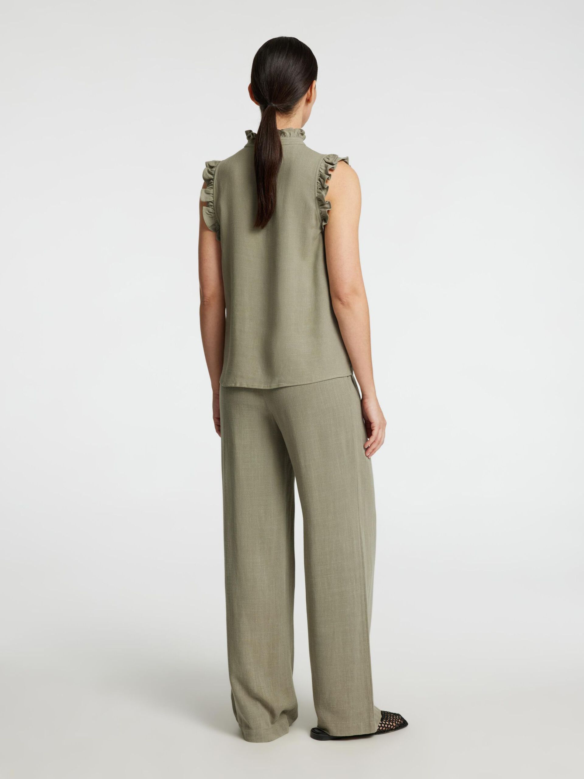 Selected Femme Viva Ruffle Top Vetiver - 4
