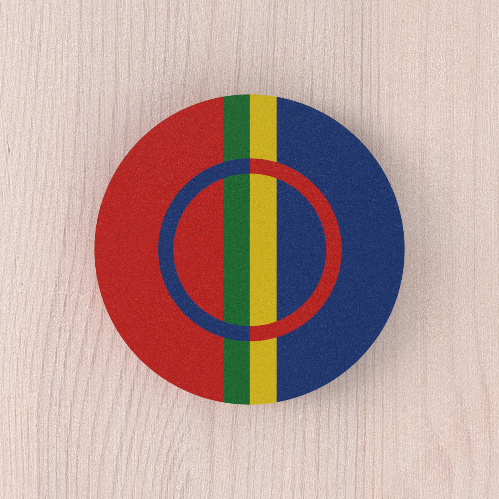 Kjøleskapsmagnet Sápmi-flagg rund