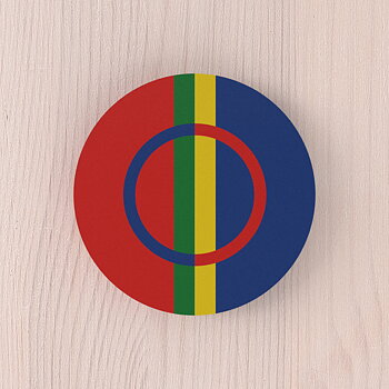Kjøleskapsmagnet Sápmi-flagg rund