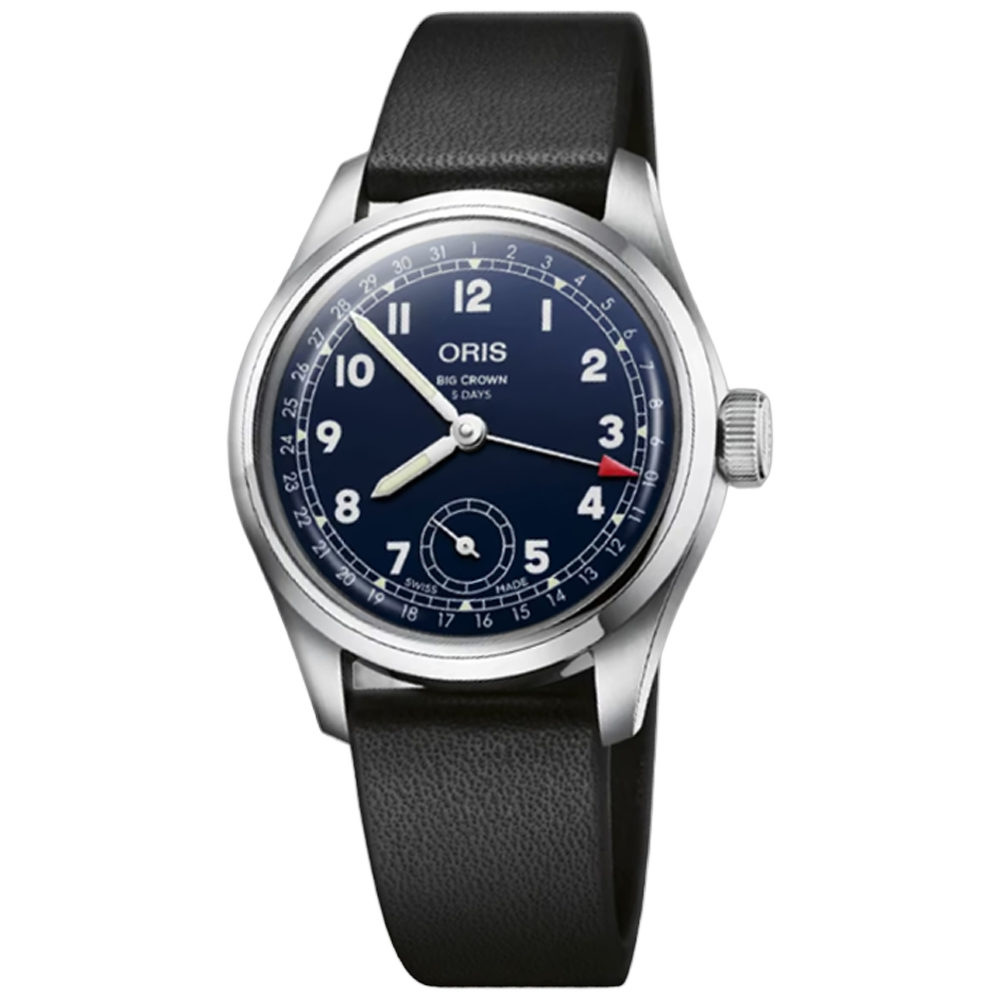 01 403 7776 4065-07 5 19 11 Oris Big Crown Pointer Date Caliber 403, 38 mörkblå läder
