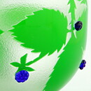 Paul Hoff (1970s) Glass Bowl  with Leaves and Berries Relief Decor 15 cm