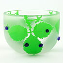 Paul Hoff (1970s) Glass Bowl  with Leaves and Berries Relief Decor 15 cm