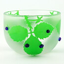 Paul Hoff (1970s) Glass Bowl  with Leaves and Berries Relief Decor 15 cm
