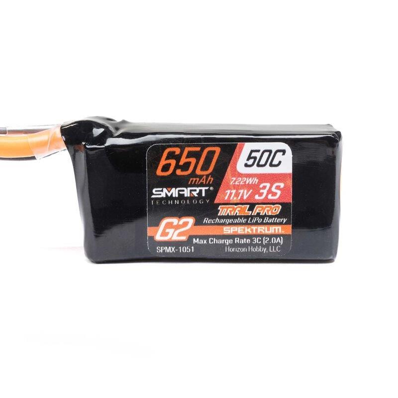 Spektrum 11.1V 650mAh 3S 50C Smart G2 Trail Pro LiPo Battery: IC2 - 3