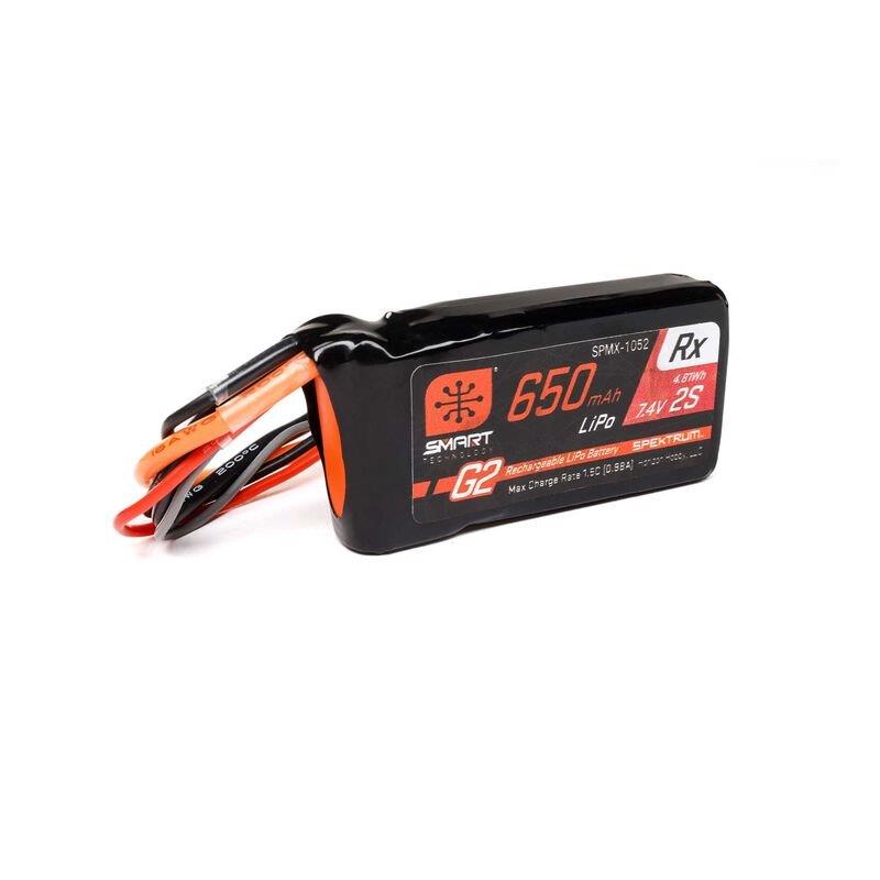 Spektrum 7.4V 650mAh 2S 15C Smart G2 Receiver LiPo Battery: IC3 - 3