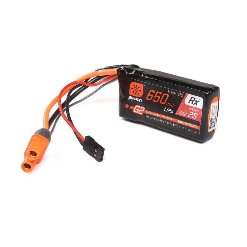 Spektrum 7.4V 650mAh 2S 15C Smart G2 Receiver LiPo Battery: IC3