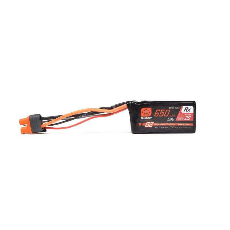 Spektrum 7.4V 650mAh 2S 15C Smart G2 Receiver LiPo Battery: IC3 - 2