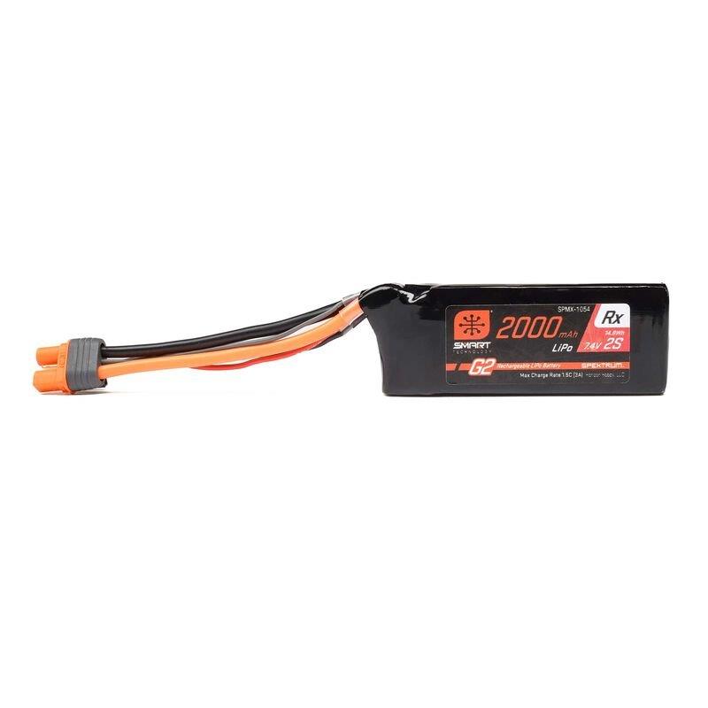 Spektrum 7.4V 2000mAh 2S 15C Smart G2 Receiver LiPo Battery: IC3 - 2