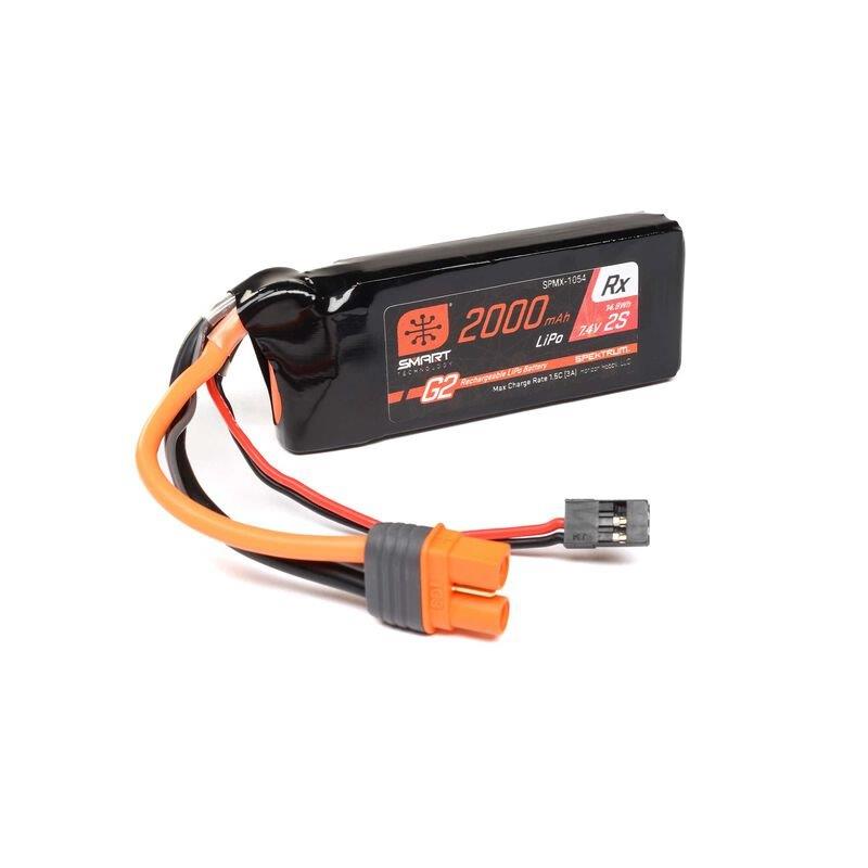 Spektrum 7.4V 2000mAh 2S 15C Smart G2 Receiver LiPo Battery: IC3 - 4