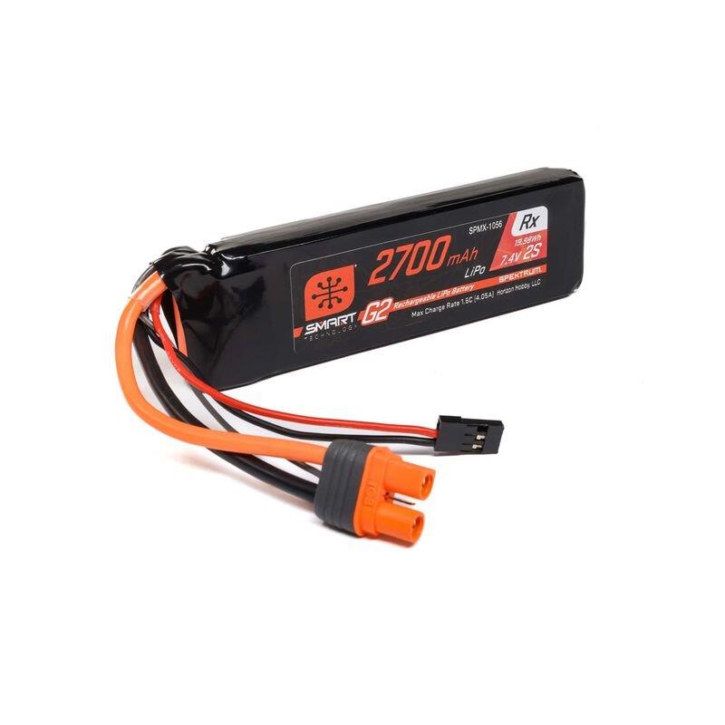 Spektrum 7.4V 2700mAh 2S 15C Smart G2 Receiver LiPo Battery: IC3 - 4