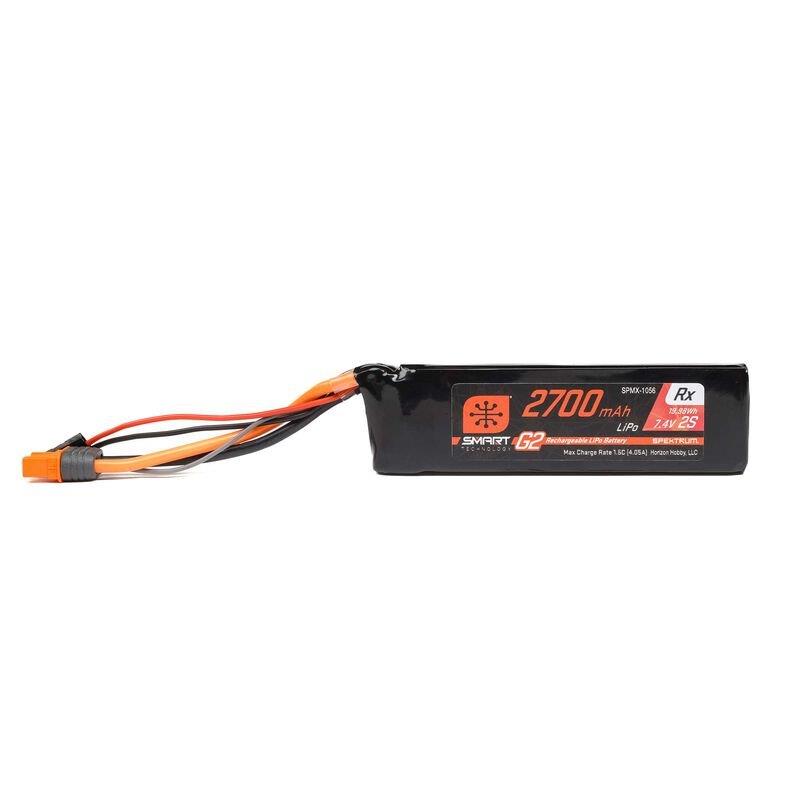 Spektrum 7.4V 2700mAh 2S 15C Smart G2 Receiver LiPo Battery: IC3 - 2
