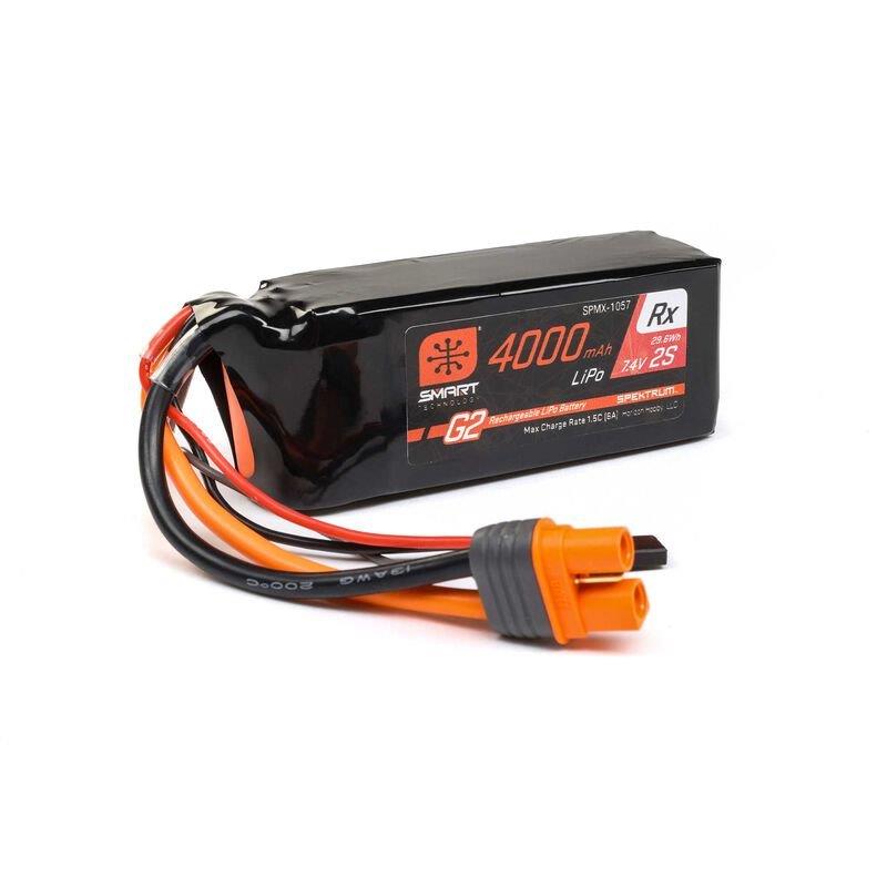 Spektrum 7.4V 4000mAh 2S 15C Smart G2 Receiver LiPo Battery: IC3 - 4