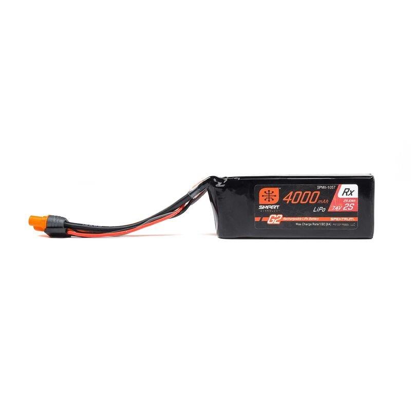Spektrum 7.4V 4000mAh 2S 15C Smart G2 Receiver LiPo Battery: IC3 - 2
