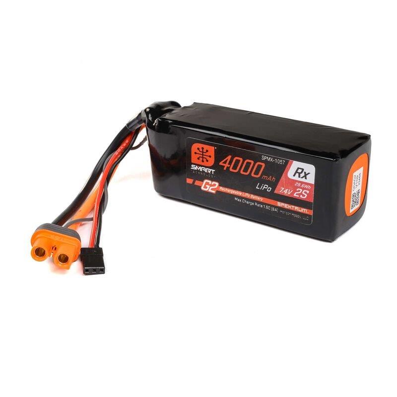 Spektrum 7.4V 4000mAh 2S 15C Smart G2 Receiver LiPo Battery: IC3