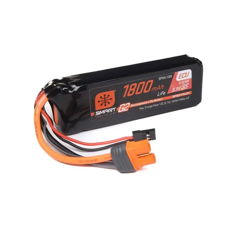 Spektrum 11.1V 1800mAh 3S 10C Smart G2 ECU LiFe Battery: IC3 - 4