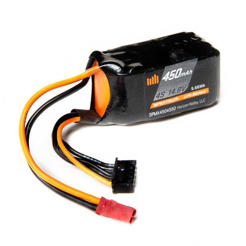 Spektrum 4S 450mAh 14.8V 50C LiPo Battery; JST-RCY