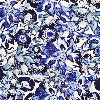 VISCOSE -  FLOWER BLUE