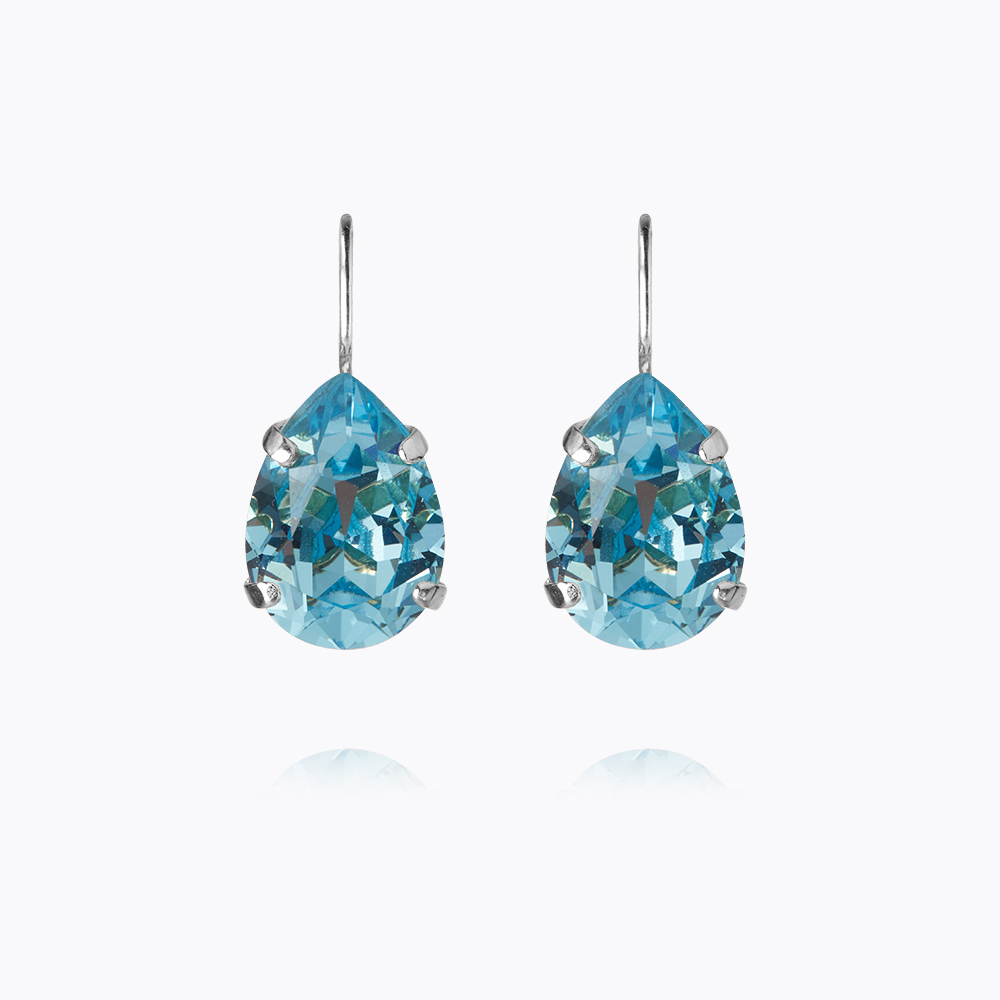 Caroline Svedbom Mini Drop Clasp örhänge Rhodium Aquamarine