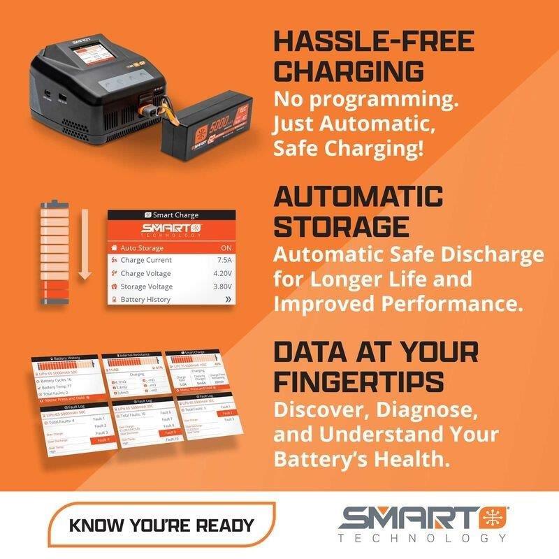 Spektrum 11.1V 5000mAh 3S 100C Smart Hardcase LiPo Battery: IC3 - 2