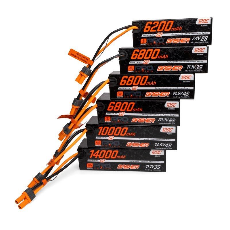 Spektrum 7.4V 6200mAh 2S 120C Smart G2 Pro Basher LiPo Battery: IC5 - 3