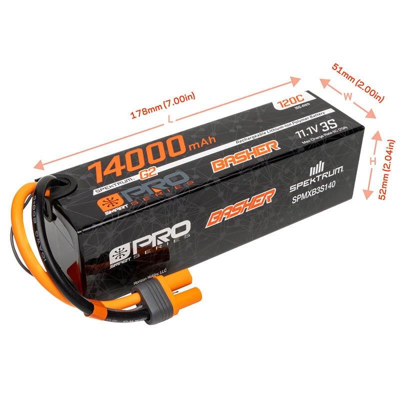 Spektrum 11.1V 14000mAh 3S 120C Smart G2 Pro Basher LiPo Battery: IC5 - 4