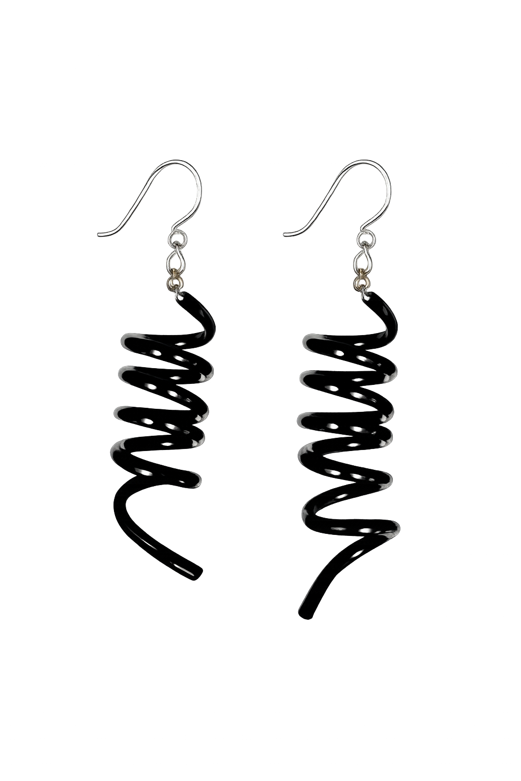 Earrings black rubber spirals