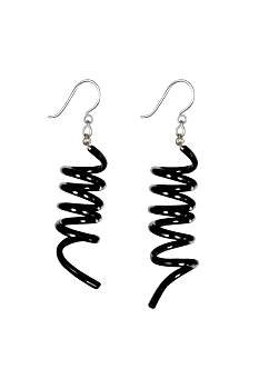 Earrings black rubber spirals