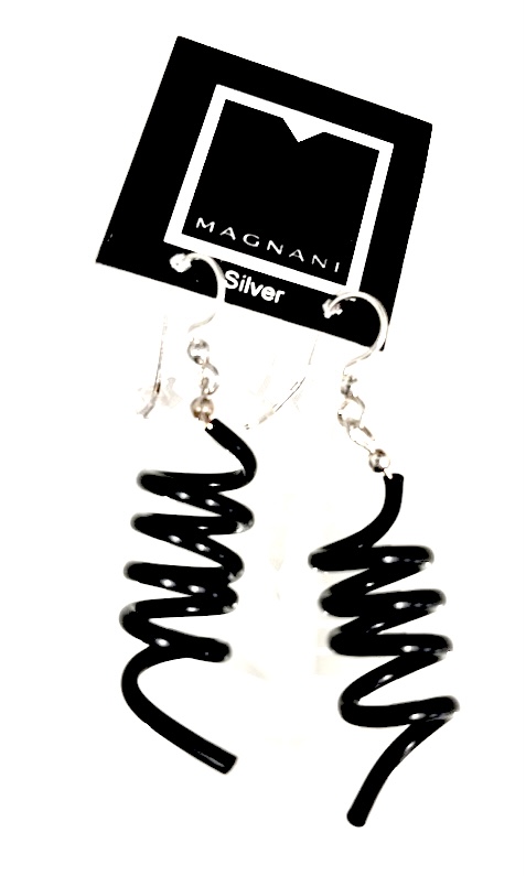 Earrings black rubber spirals
