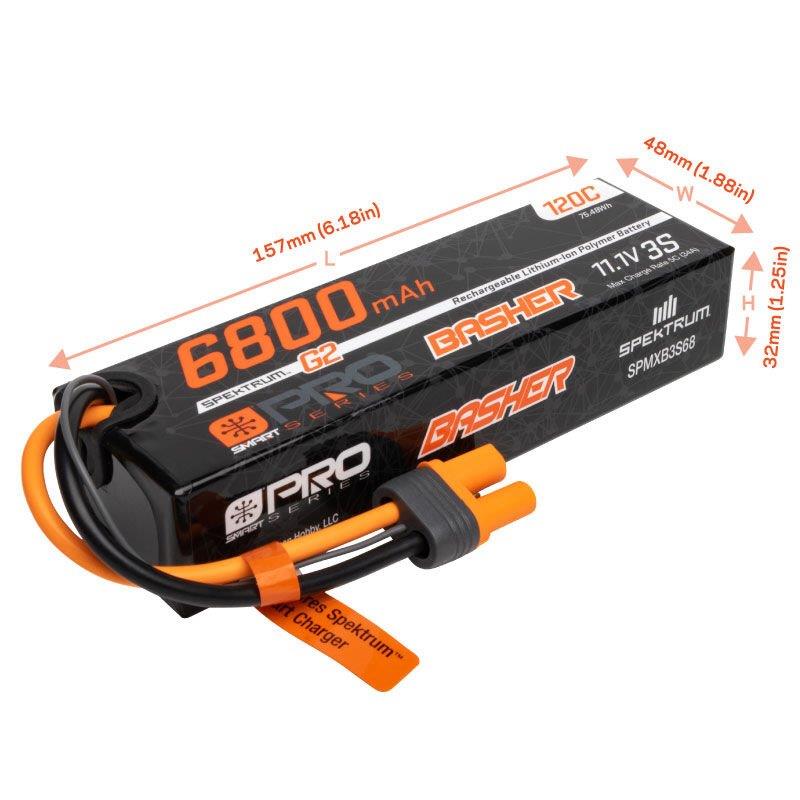 Spektrum 11.1V 6800mAh 3S 120C Smart G2 Pro Basher LiPo Battery: IC5 - 4