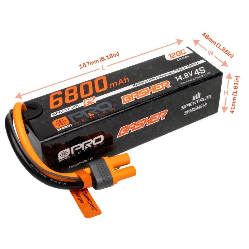 Spektrum 14.8V 6800mAh 4S 120C Smart G2 Pro Basher LiPo Battery: IC5 - 4