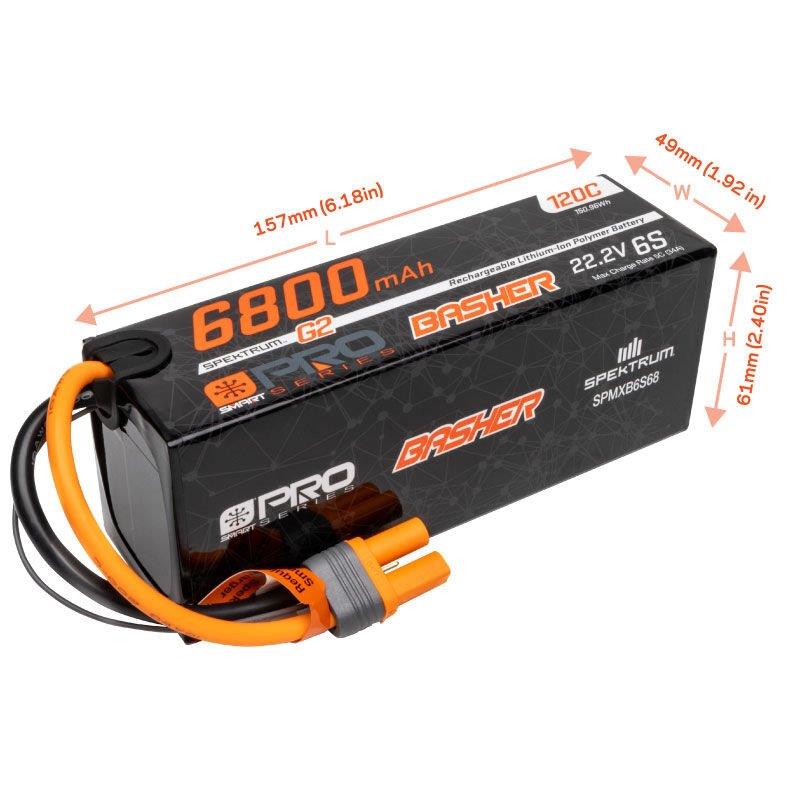 Spektrum 22.2V 6800mAh 6S 120C Smart G2 Pro Basher LiPo Battery: IC5 - 4