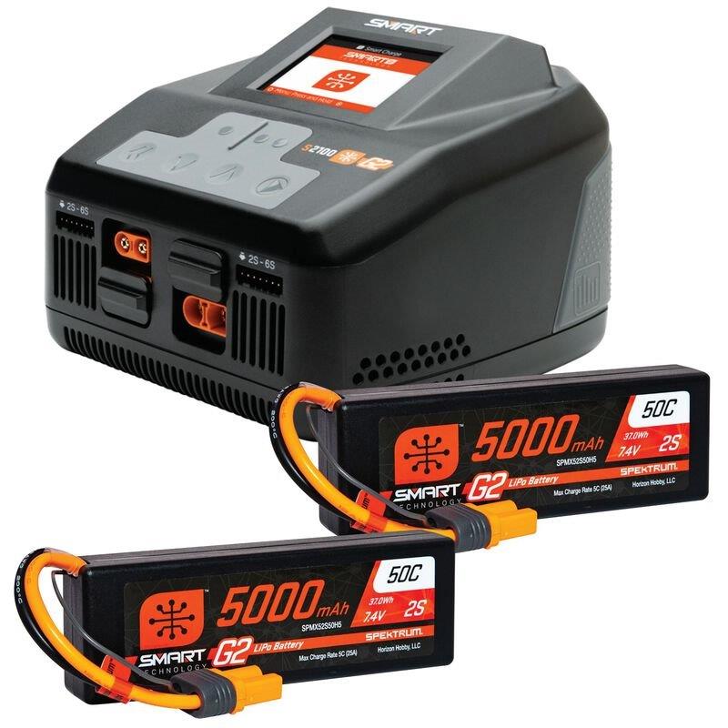 SpektrumSmart Powerstage 4S SurfaceBundle: (2) G2 5000mAh 2S LiPo IC5 & S2100 EU