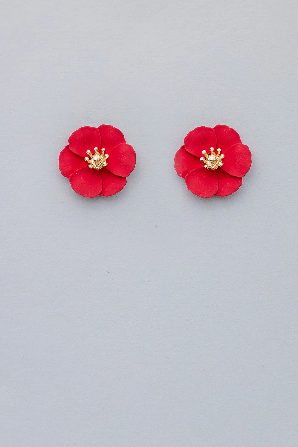 Bow 19 - Flower Small Earrings Red