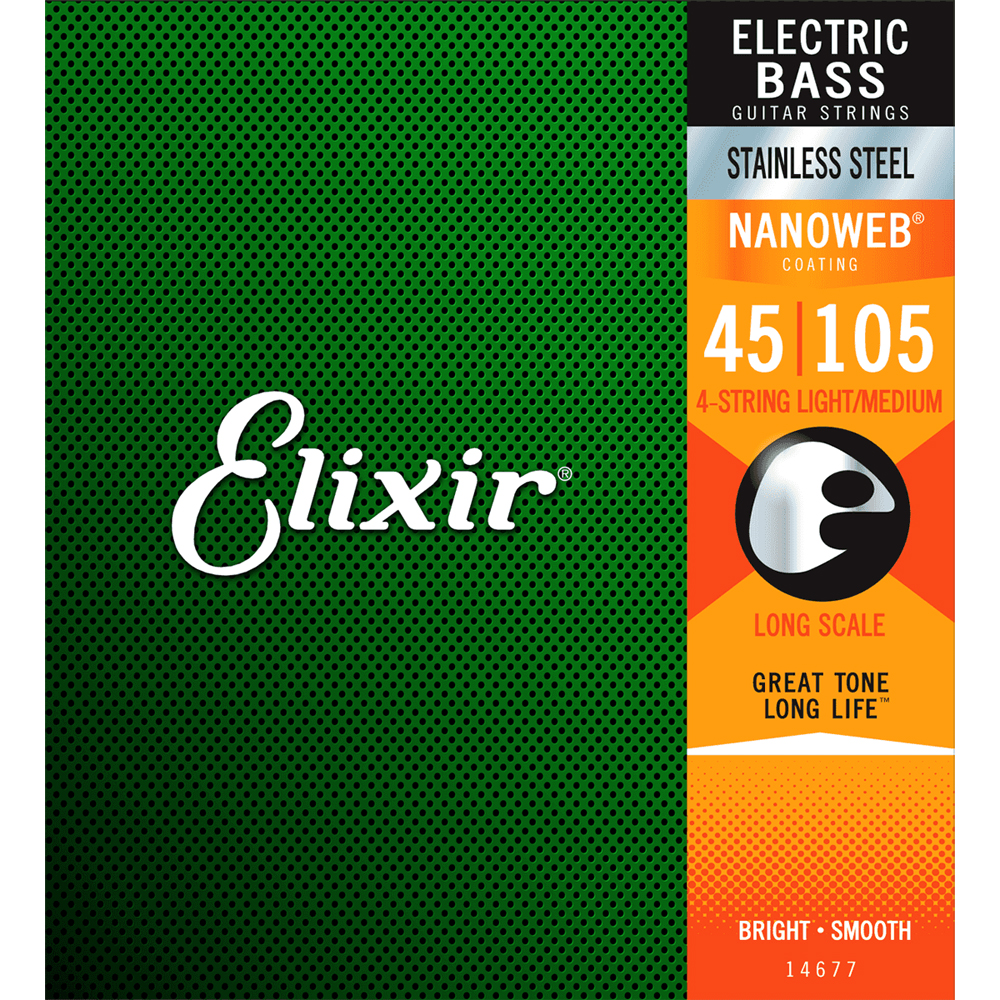 Elixir Nanoweb Stainless Steel Elbassträngar 045-105