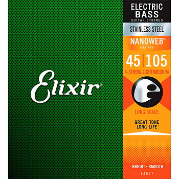 Elixir Nanoweb Stainless Steel Bass Guitar Strings 045-105