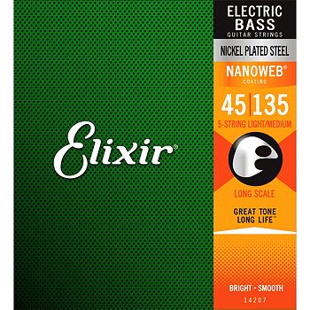 Elixir Nanoweb Bass Guitar Strings 045-135 (5-string)