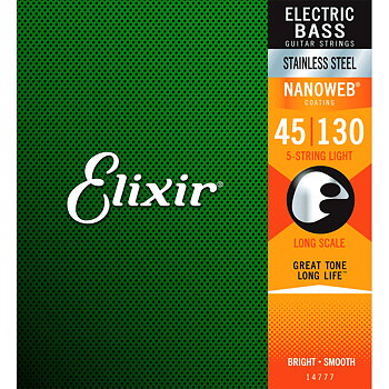 Elixir Nanoweb Stainless Steel Bass Guitar Strings 045-130
