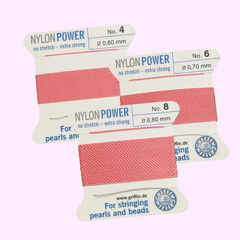 Griffin Nylon Power mörkrosa pärltråd – välj storlek 6 eller 8